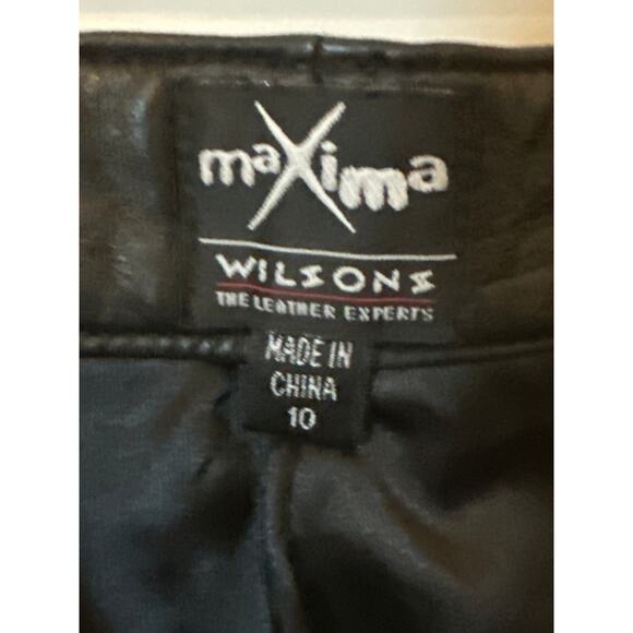 Wilson’s Maxima Black Genuine Leather High Rise Straight Leg Pants Vintage Sz 10 - Picture 6 of 12